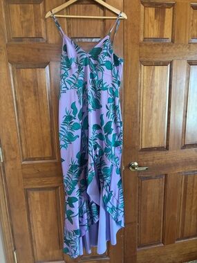Hutch Lavender Slip Dress with Green Botanical Print